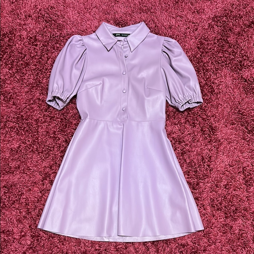 Zara lilac faux leather dress